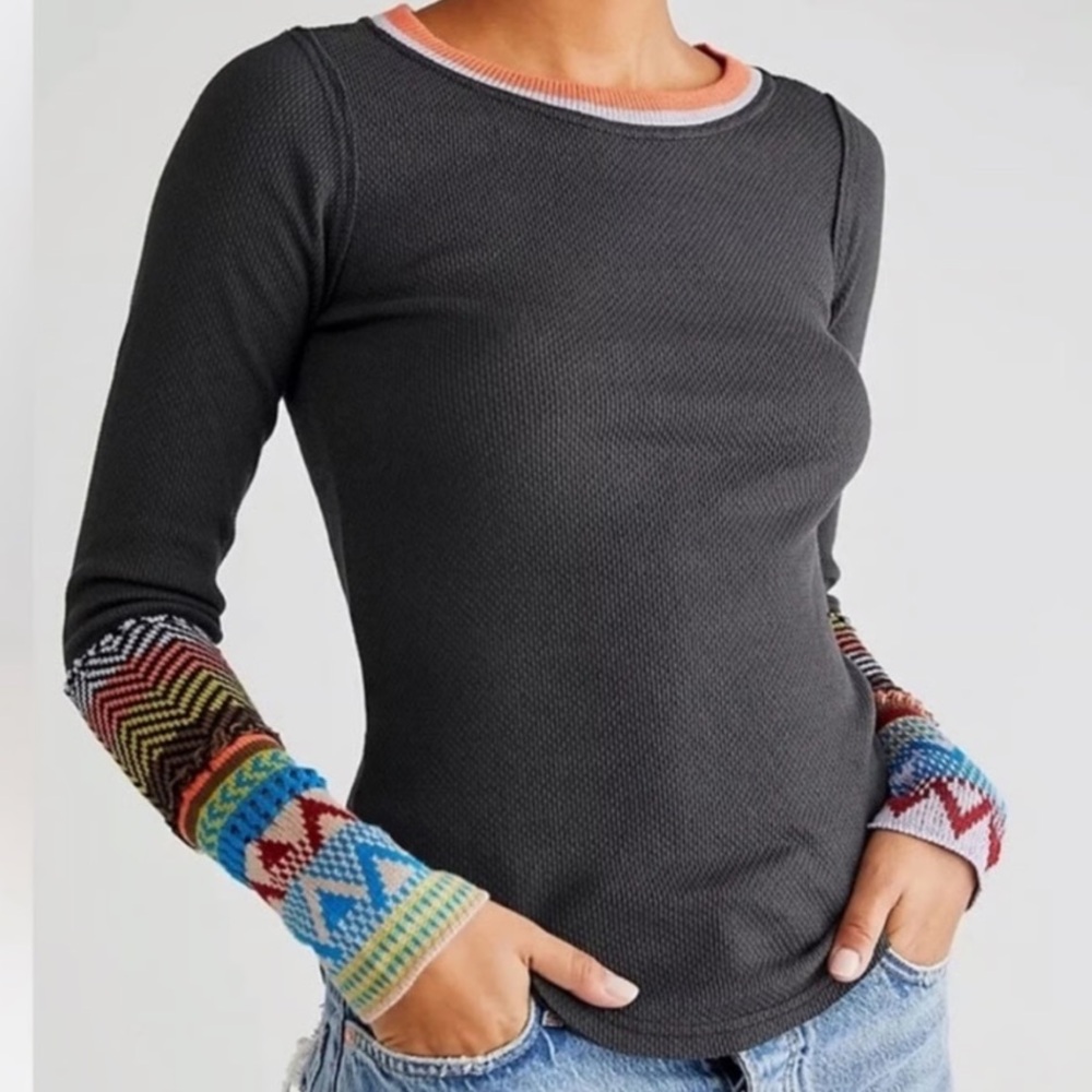 Free People Olive Slub open knit slouchy